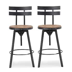 Fredell Adjustable 38.25-44.25 in. Antique and Black Brushed Silver Swivel Bar Stool (Set of 2)