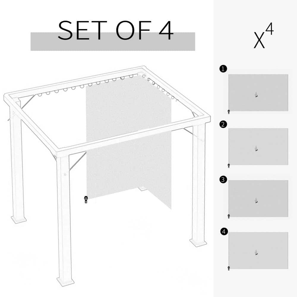 Gray Polyester Universal Gazebo Sidewall Set with Hooks