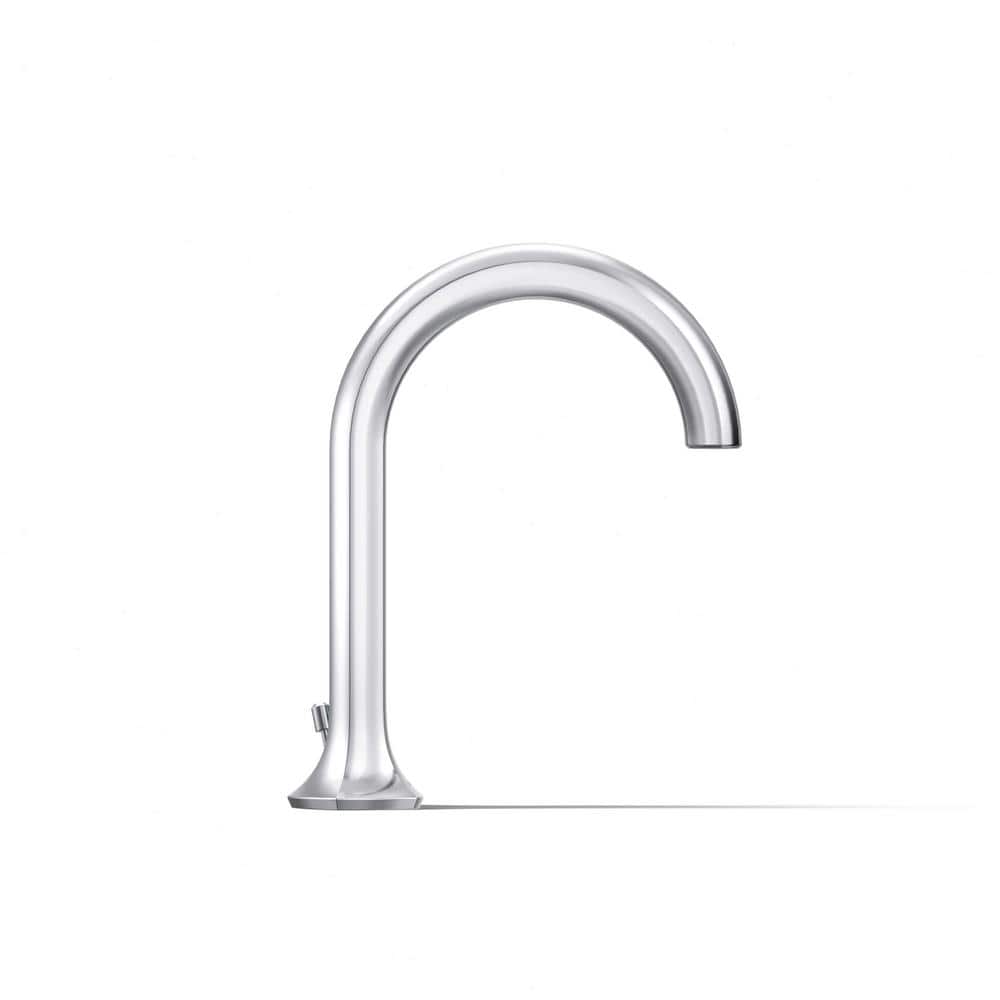 Midcentury Polished Chrome Cane Design Deck-Mount Bathroom Faucet