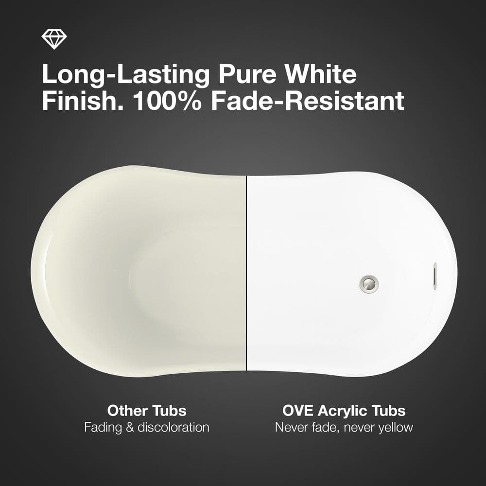 Isaac 58'' White Seamless Acrylic Freestanding Slipper Bathtub