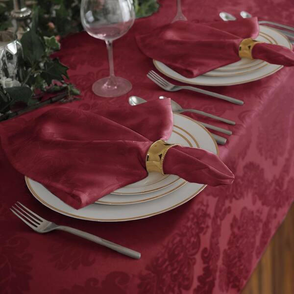 Barcelona Jacquard Damask Napkin, Set of 4, Burgundy - 17"W x 17"L
