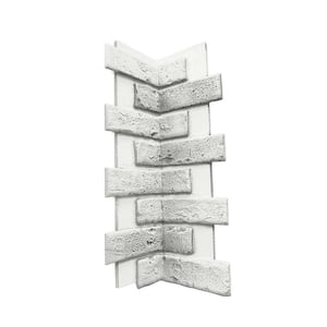 White Brick 22.5 in. x 7 in. Brick Veneer Siding Inside Corner Panel