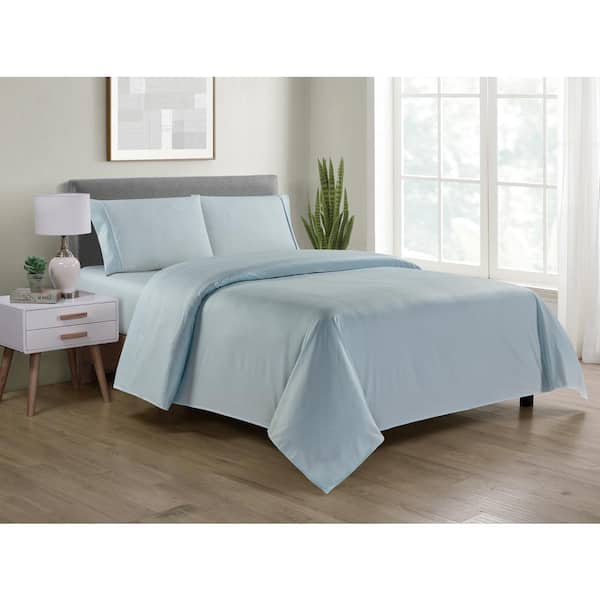 Bamboo Comfort 4-Piece Aqua Chevron Embossed Bamboo Full Sheet Set