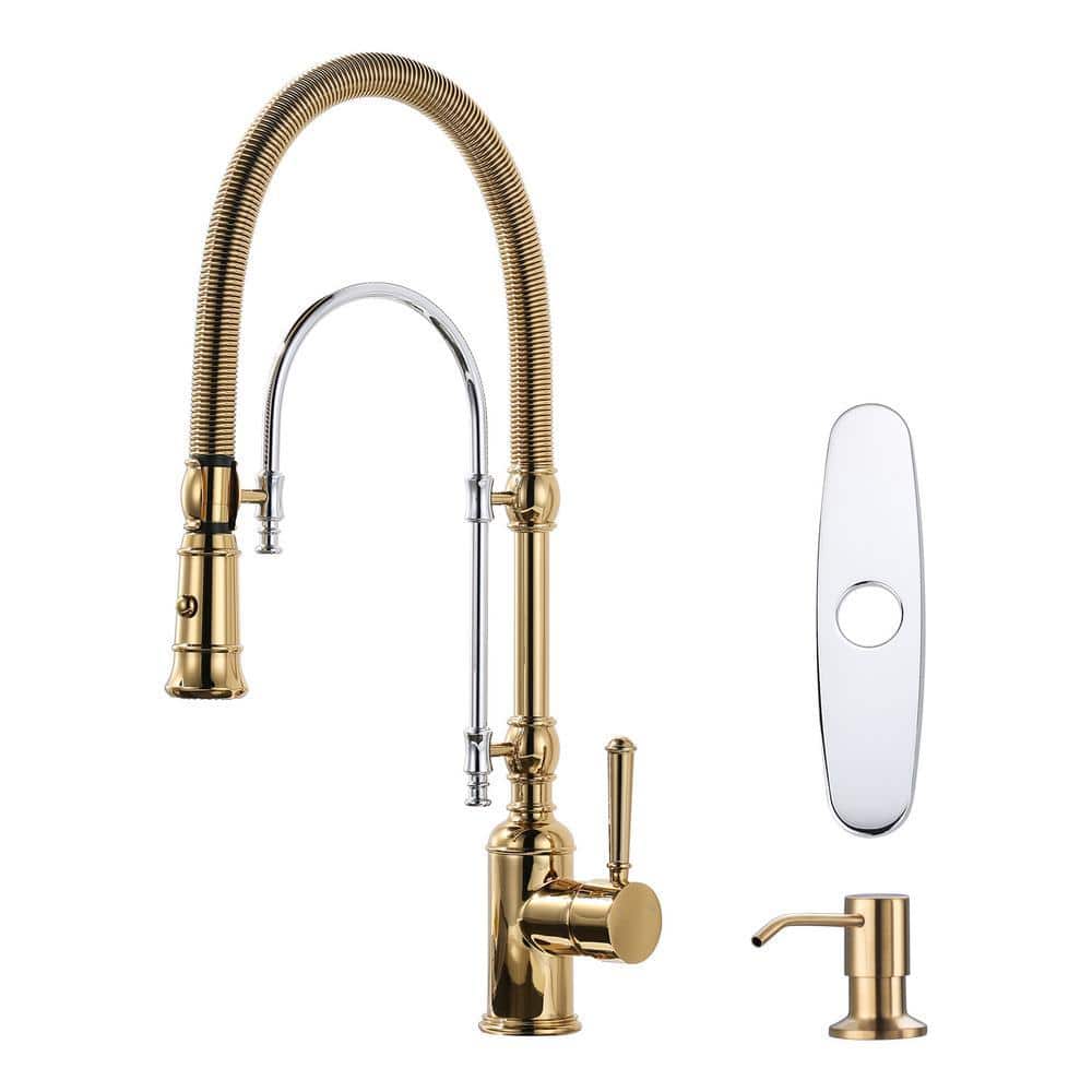 IVIGA Solid Brass Single Handle Pull Down Sprayer Kitchen Faucet