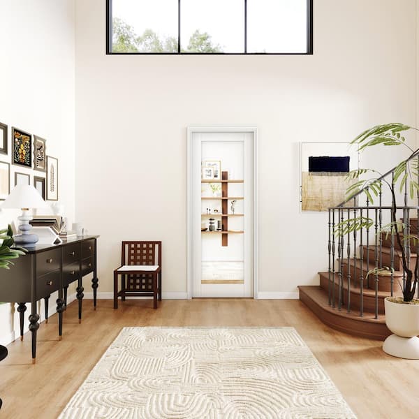28 in. x 80 in. Full Lite, MDF Composite, White Primed, Mirrored Glass Pre-Assembled Panel Interior Door Slab