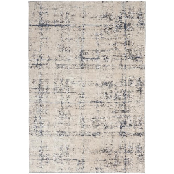 - 165886 Nourison Abstract Textures 6 Contemporary Area The Blue Rustic Rug Ivory x ft. ft. Depot 9 Home