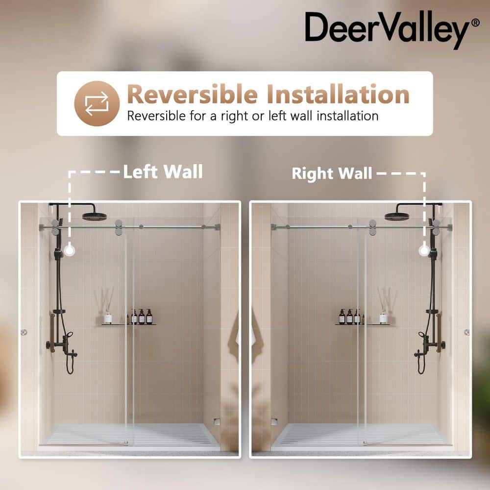 Concord 60" Frameless Sliding Shower Door with Chrome Finish