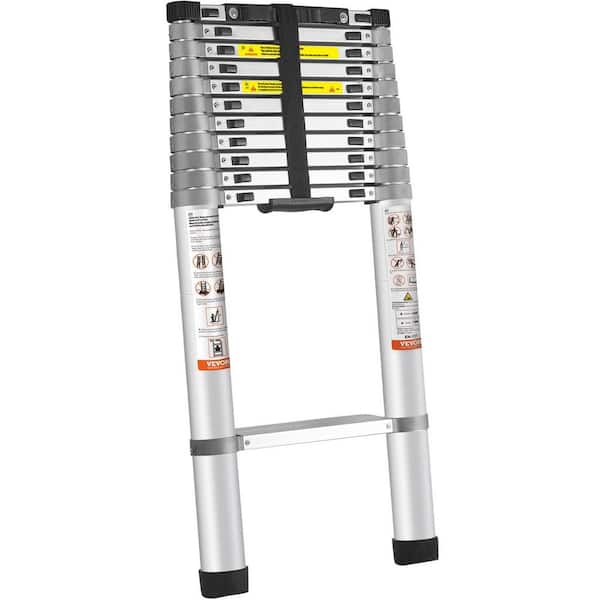 Unbranded 15 ft. Aluminum Telescoping Extension Ladder 19-Reach Height, 400 lbs. Load Capacity Retraction Collapsible Ladder