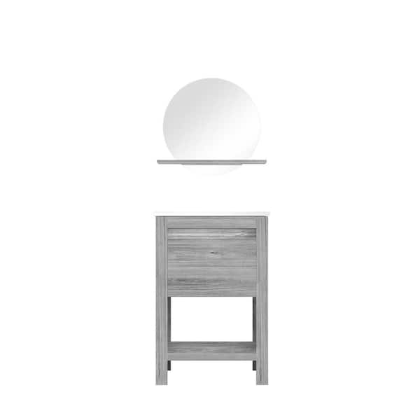 Garrido Bros. and Co. Manhattan 24 in. W x 18 in. D x 35 in. T Bath Vanity Set with Mirror in Driftwood and Basin in White