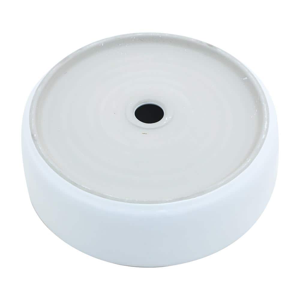 16" White Round Ceramic Vessel Bathroom Sink
