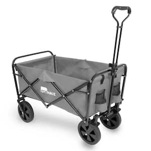 3.88 cu.ft. 600D double-layer Oxford Fabric Steel Frame Outdoor Garden Cart Collapsible Folding Wagon, Grey