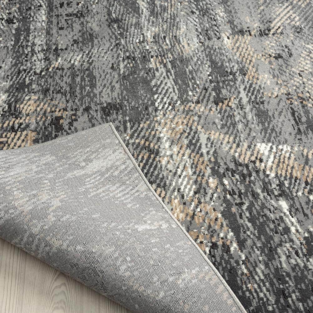 Granite Gray Rectangular Synthetic Easy Care Area Rug