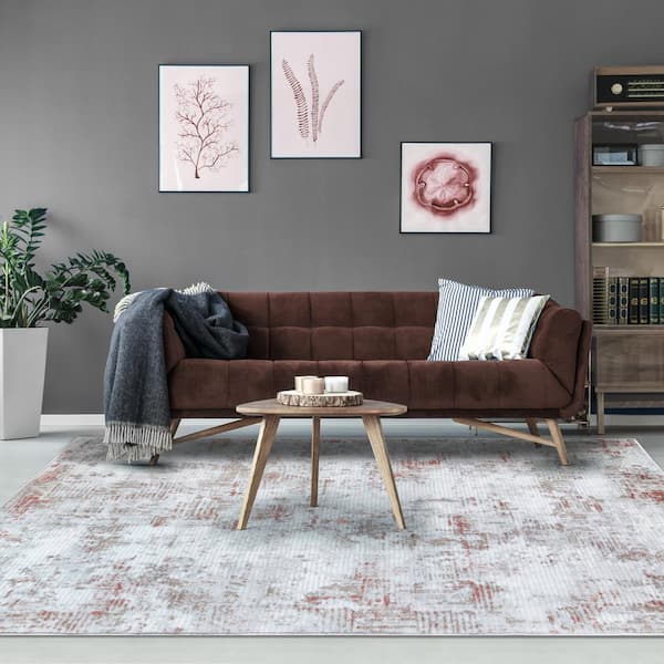 Euphemia Rust 5 ft. x 7 ft. Vintage Oriental Medallion Polyester Power Loomed Indoor Area Rug
