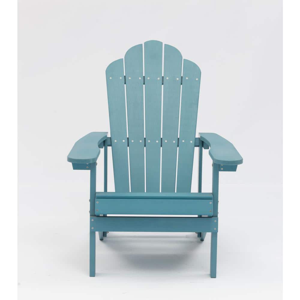 Classic HIPS All-Weather Lake Blue Plastic Adirondack Chair, Outdoor Patio 