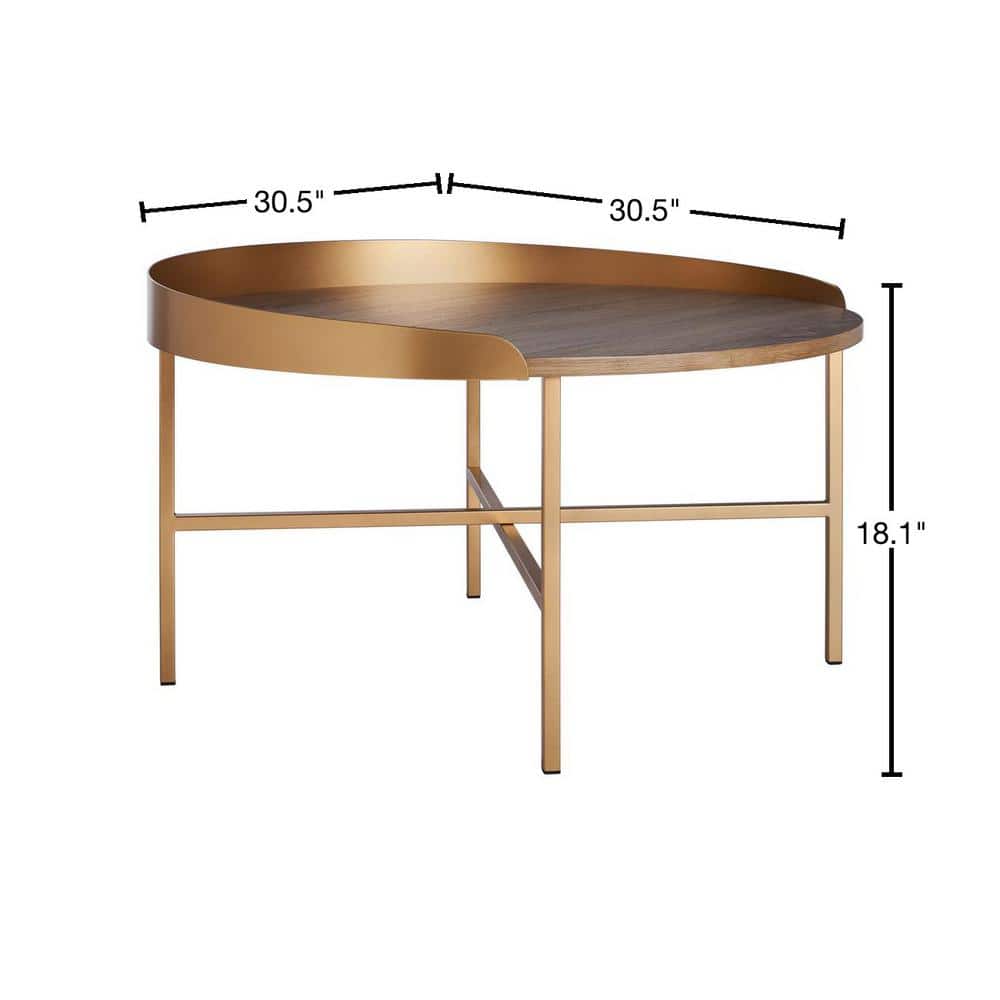Prague Round Light Grey Oak and Gold Coffee Table