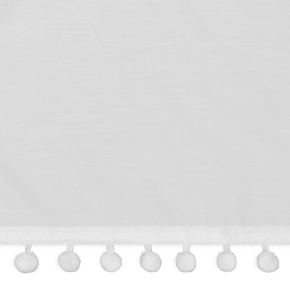White Cotton Polyester Pom Pom Wrap Around Bed Skirt