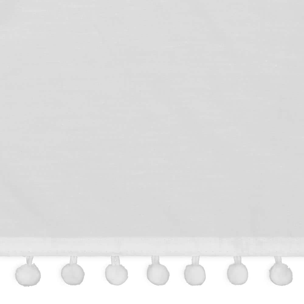 White Cotton Polyester Pom Pom Wrap Around Bed Skirt