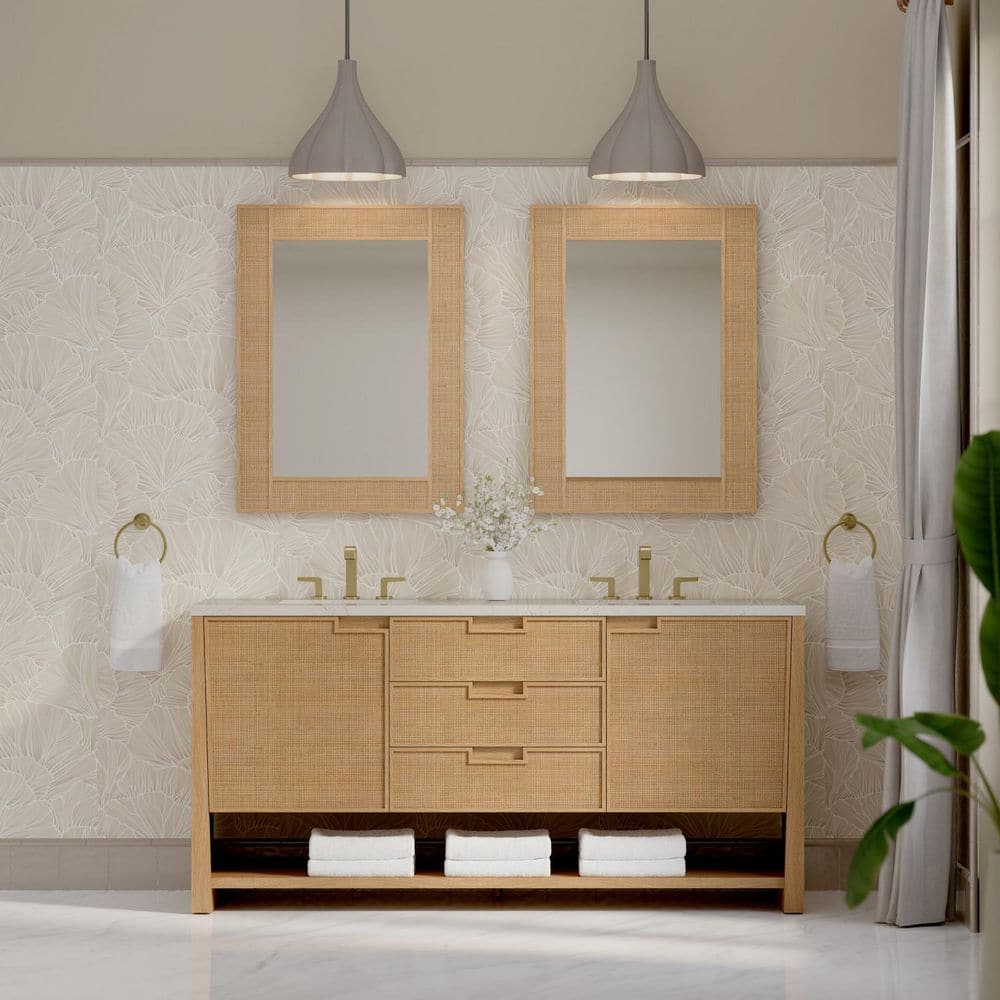 Solene 72.0 in. Double Bath Vanity in Seaside Oak with Siberian Wireless Charging Quartz Top price history on PriceWatchPro