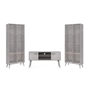 Chesline 3-Piece Grey Oak Entertainment Center Fits TVs Up to 49 in.