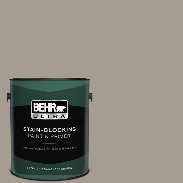 BEHR ULTRA 1 gal. #N200-4 Rustic Taupe Semi-Gloss Enamel Exterior Paint & Primer