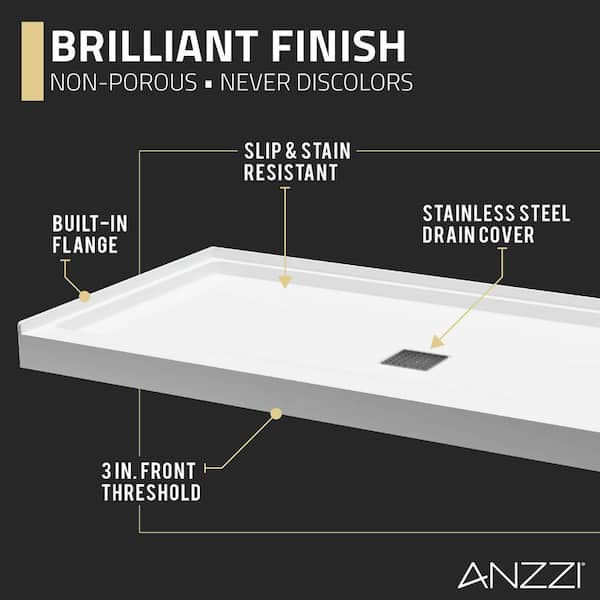 ANZZI Lexi-Class Series 60 x 36 x 60 White Acrylic Alcove Three