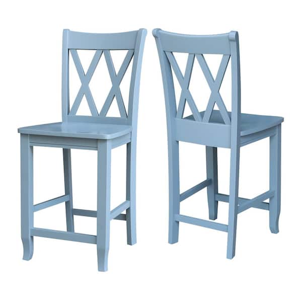 Double Back Counter Height Stool S86 202, Blue Counter Stools With Backs