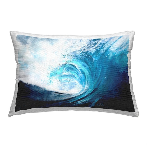 Stupell Industries Blue Tsunami Wave Blue Rectangular Outdoor Throw Pillow