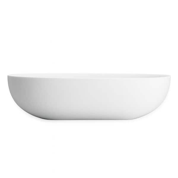 Evoluxe Matte White Solid Surface Round Oval Vessel Sink