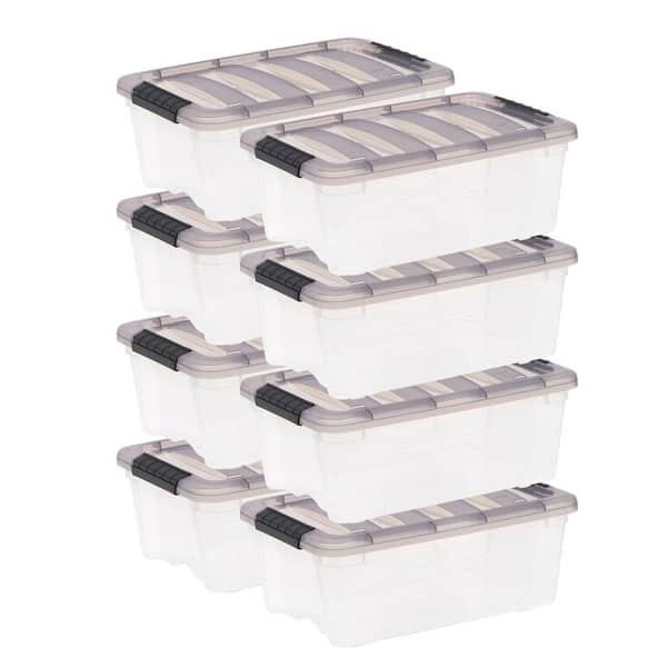 12 Qt./3 Gal. Plastic Storage Boxes with Latching Lids, Clear (Set of 8)