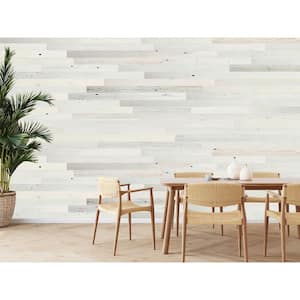 1/8 in. x 3 in. x 12-42 in. Peel and Stick White Wooden Decorative Wall Paneling (20 sq. ft./Box)