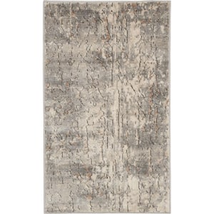 Concerto Beige/Grey doormat 2 ft. x 4 ft. Abstract Rustic Kitchen Area Rug