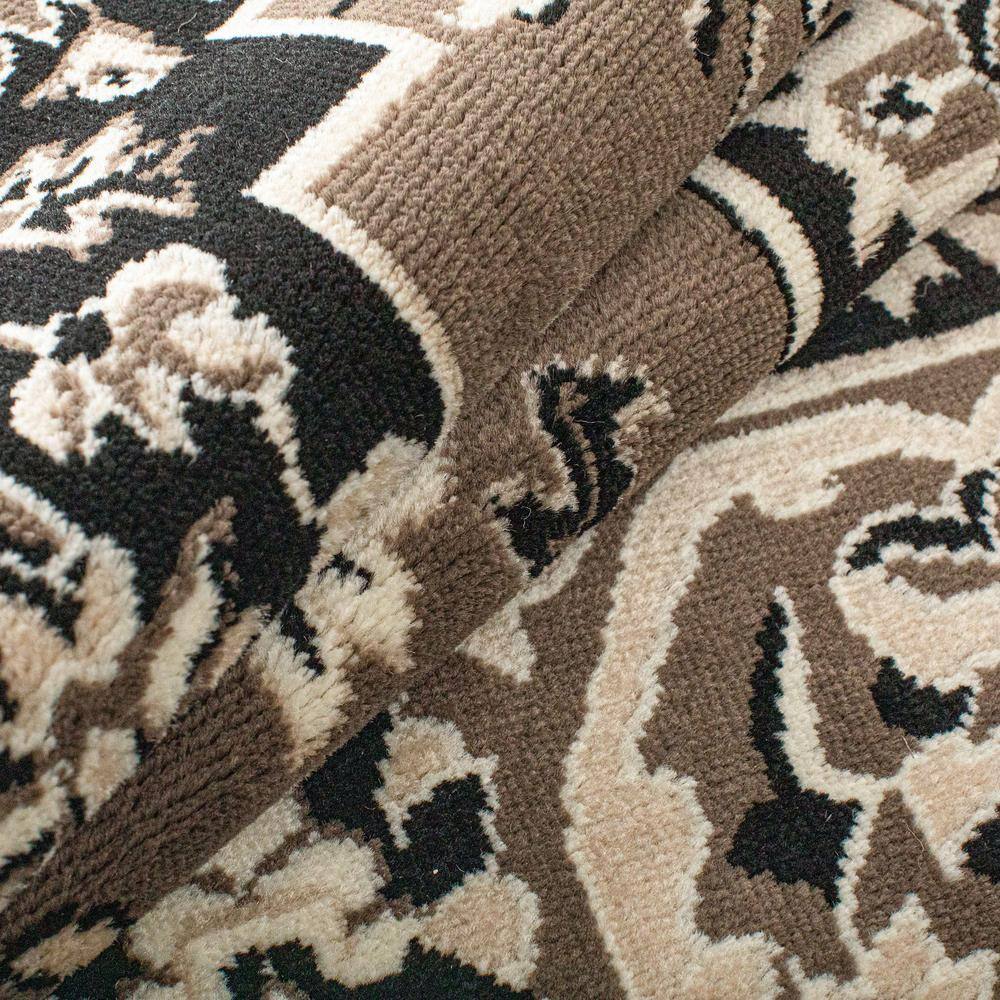 Elegant Brown Floral Medallion 6'x4' Low Pile Area Rug