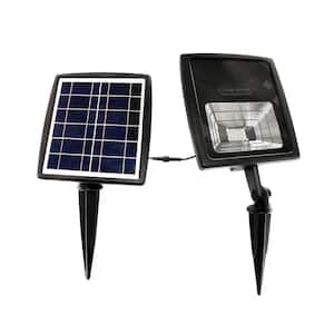 Solar Flood Light 2-Watt Black Solar Powered Integrated LED Landscape Flood Light with Warm White