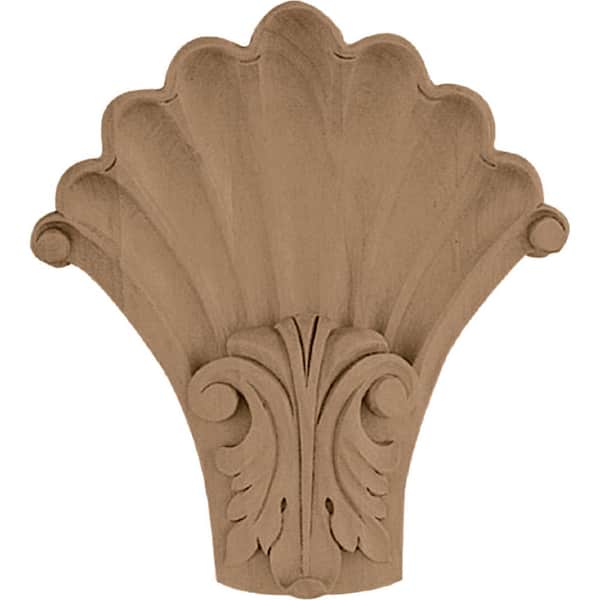 Ekena Millwork 2 in. x 5-1/4 in. x 6-1/2 in. Unfinished Wood Alder Medium Acanthus in Shell Corbel