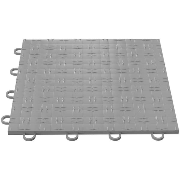 SKYSHALO Garage Floor 12 in. x 12 in x 0.5 in. Interlocking Non-Slip Diamond Plates Support 55,000 lbs. Silver (50 sq. ft.)