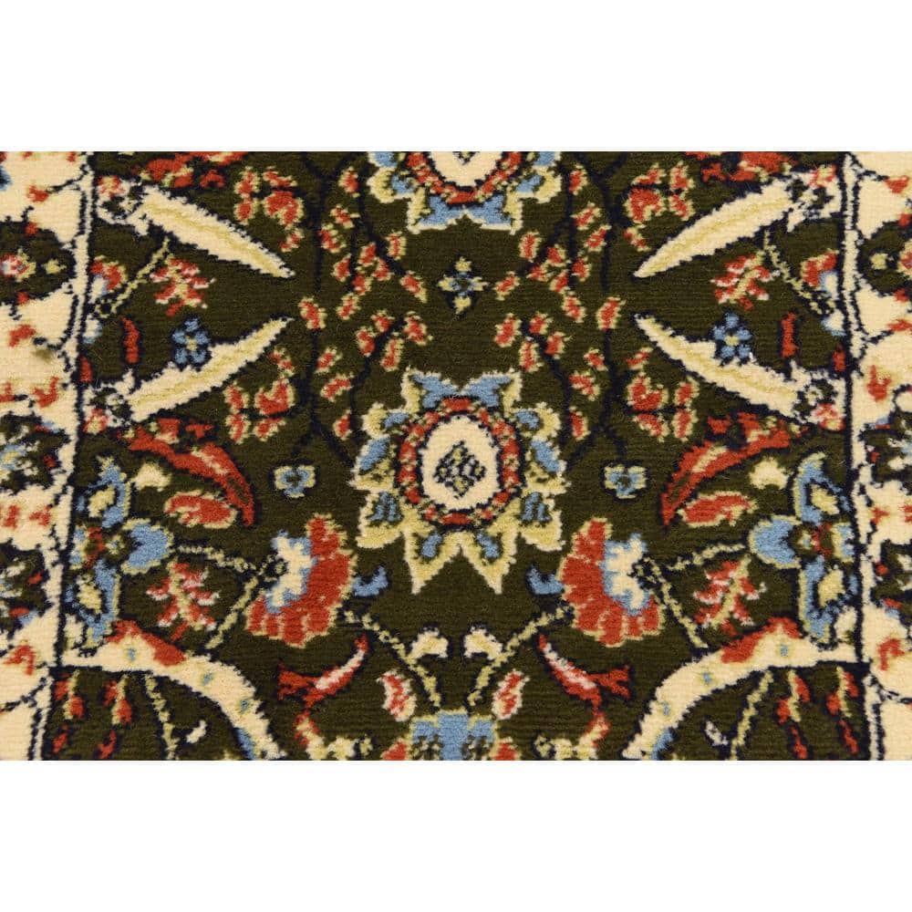Elegant Espahan Green Rectangular Easy-Care Synthetic Rug