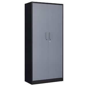 31.5 in. W x 70.87 in. H x 15.7 in. D 2-Shelves Steel Locking Freestanding Cabinet with 2-Doors in Black and Grey