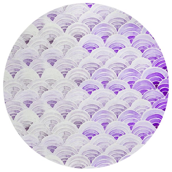 Addison Rugs Surfside Purple 8 ft. x 8 ft. Geometric Indoor/Outdoor Area Rug