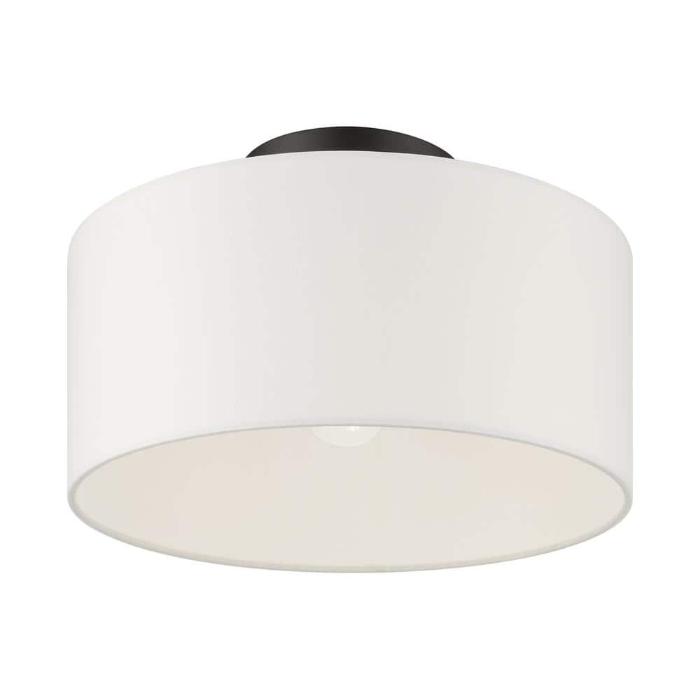 Meridian Contemporary Black Drum Semi-Flush Ceiling Light