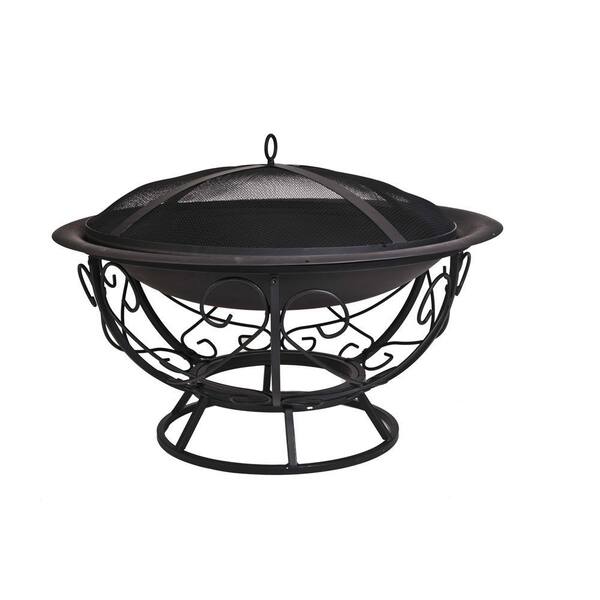 CobraCo Black Fire Pit with Scroll Base
