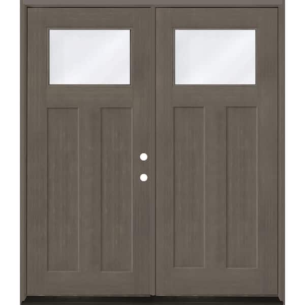 Regency 72 in. x 80 in. 1/4 TopL Clear Glass LHIS Ashwood Fir Fiberglass Double Prehung Front Door with 6-9/16 Jamb