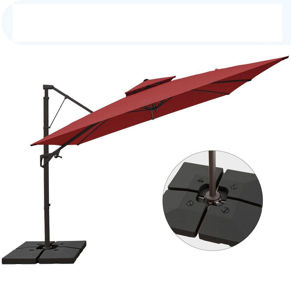 10 ft Square Aluminum Cantilever Patio Umbrella with Base, 360° Rotation, Tilt Adjustment and Protective Cover price history on PriceWatchPro