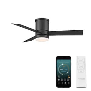 Axis 44 in. Smart Indoor/Outdoor 3-Blade Flush Mount Ceiling Fan Matte  Black 3000K LED with Remote Control