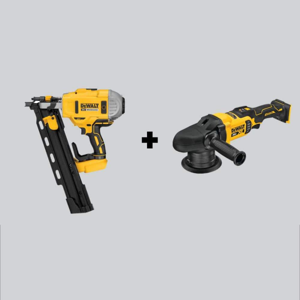 20V MAX XR Cordless Brushless 2-Speed 21° Plastic Collated Framing Nailer and 5 in. Random Orbit Polisher (Tools Only) -  DEWALT, DCN21PLBW848B