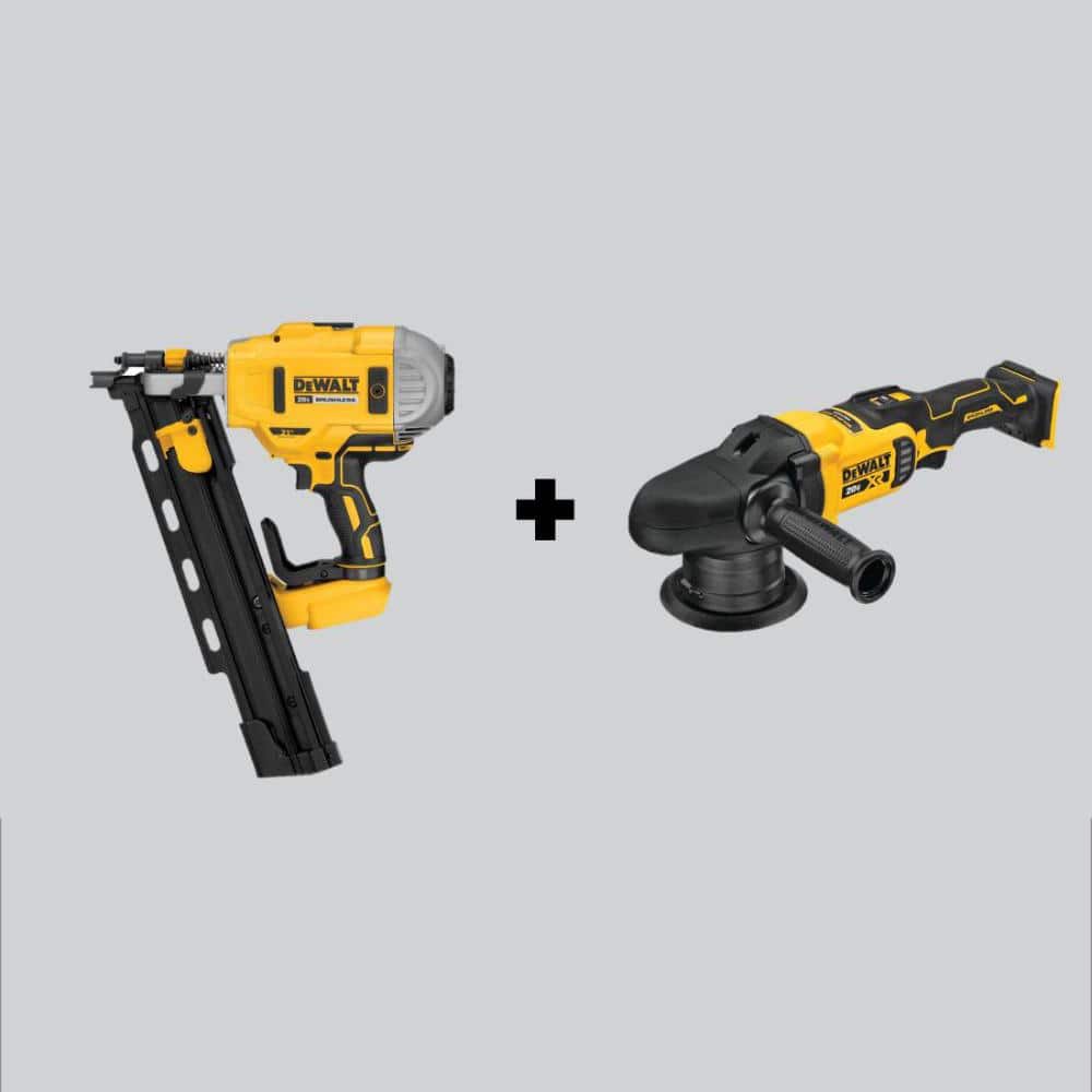 DEWALT 20V MAX XR Cordless Brushless 2-Speed 21° Plastic Collated Framing Nailer and 5 in. Random Orbit Polisher (Tools Only) -  DCN21PLBW848B