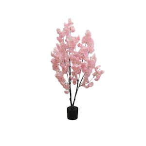 3.9 FT Artificial Trees, Cherry Blossom Flowers Trees With Plastics Pot For Home Office