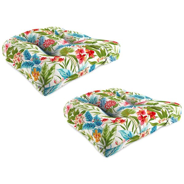 Jordan Manufacturing 18 in. W x 18 in. D x 4 in. T Square Outdoor Wicker Seat Cushion in Carena Multi (2-Pack)