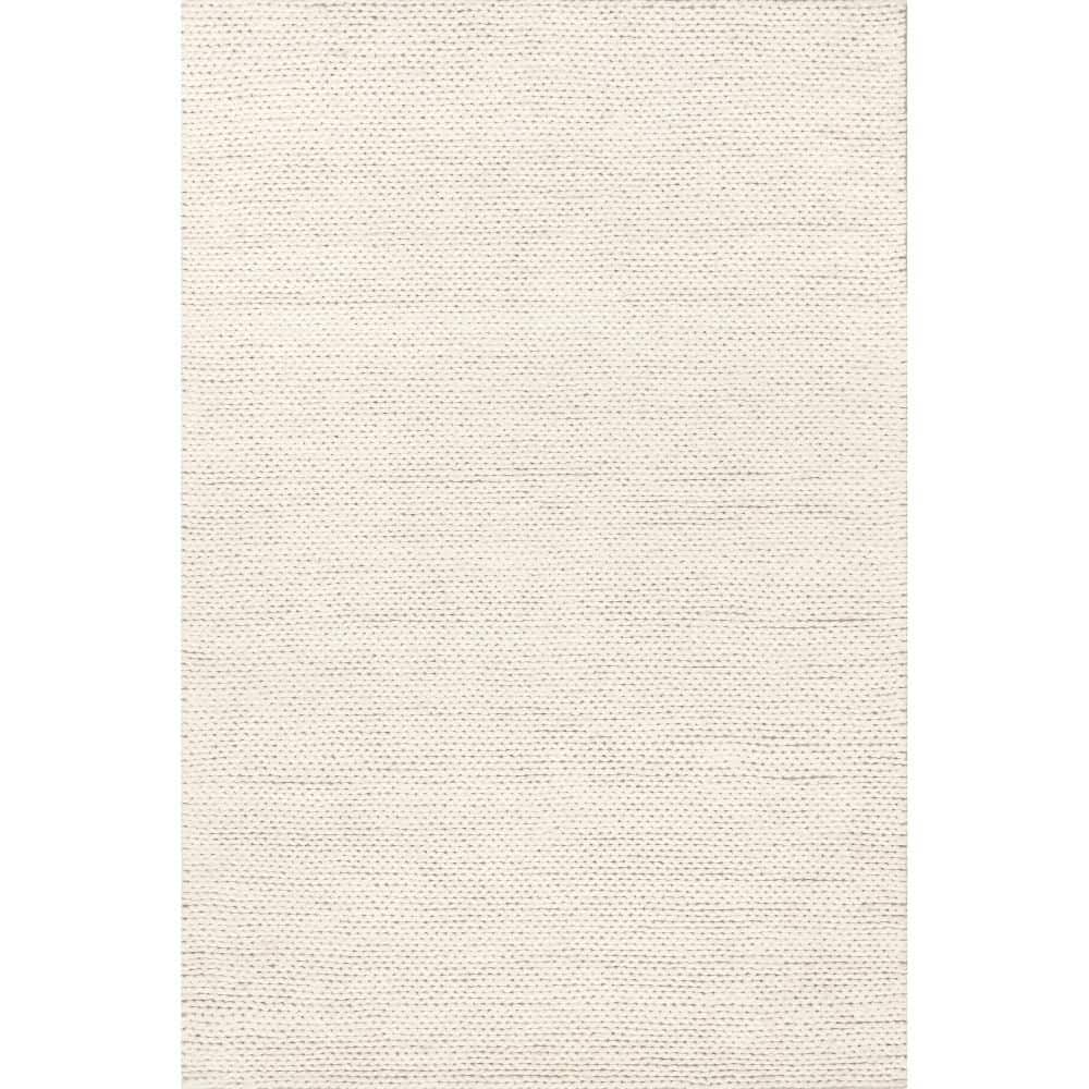 Handmade Off-White Braided Wool 5' x 8' Area Rug