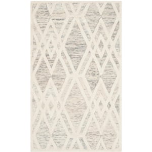 Cambridge Gray/Ivory Doormat 3 ft. x 5 ft. Geometric Area Rug