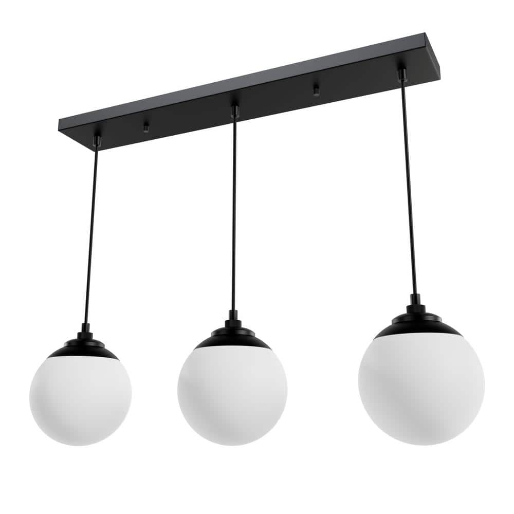 Matte Black 31.25" Glass Linear Pendant Light